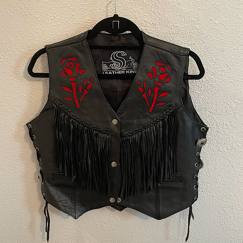 Vintage Leather vest with fringe. Leather King